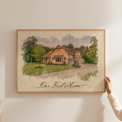 Personalized Watercolor Home Print